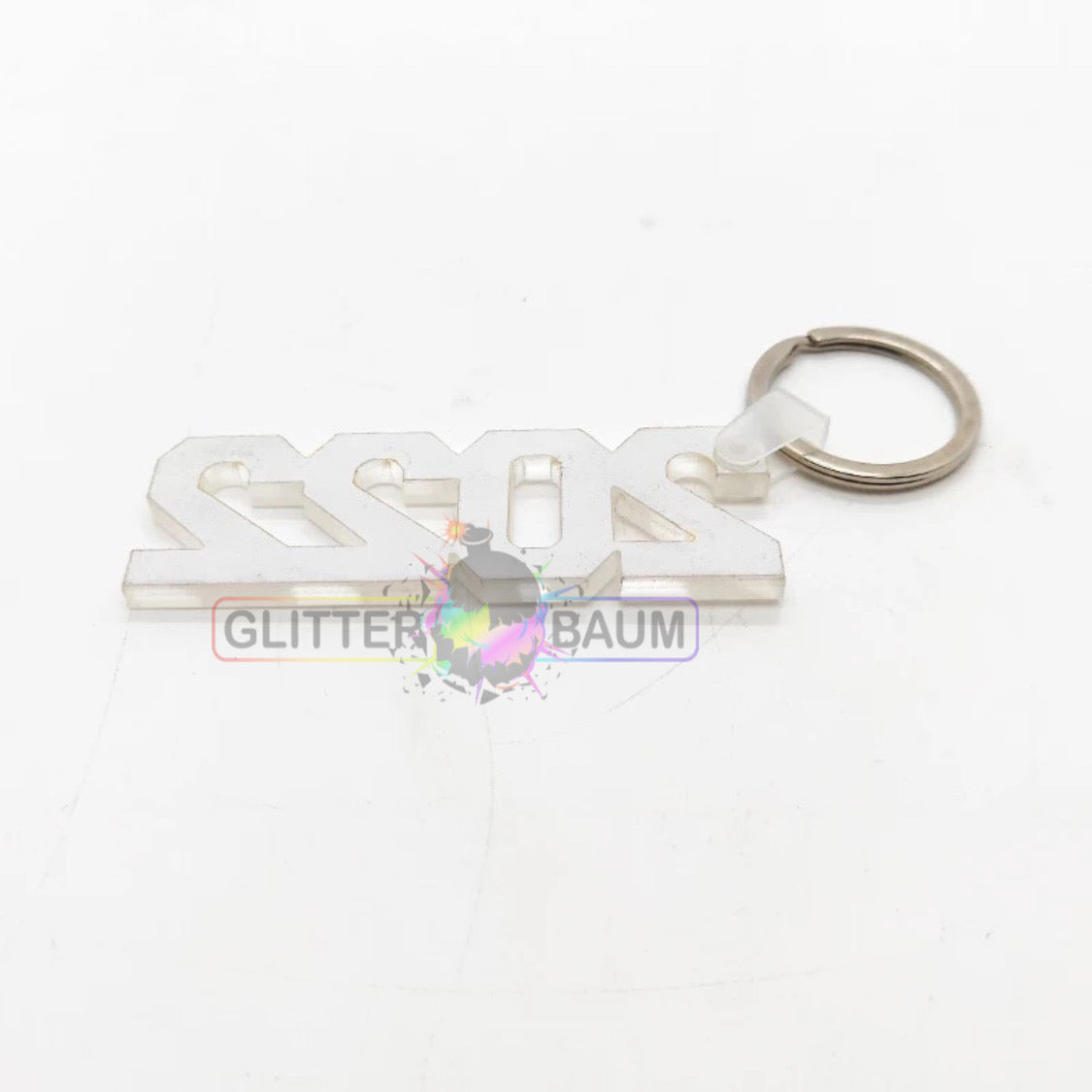 Conde Sublimation Blank PolyLeather Glitter Keychain - Round - Silver - NLP162